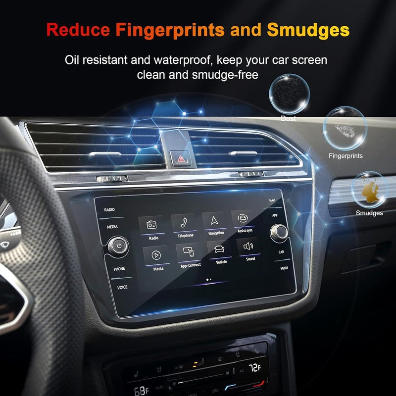 BSTW for 2024 Volkswagen Tiguan Screen Protector for 2018-2023 2024 VW Tiguan/Atlas/Taos 8" Touchscreen for 2024 VW Tiguan Accessories Anti-Scratch Tempered Glass Protective Film - Image 2